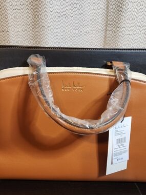 Nicole Miller New York Cream and Tan Satchel